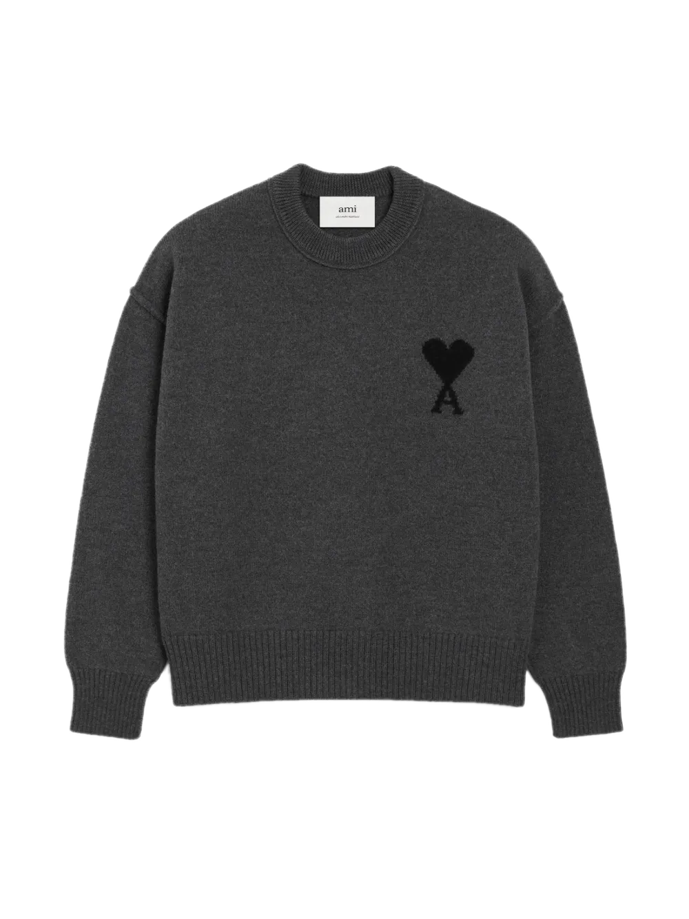 AMI Paris Ami De Coeur crew neck wool sweater Grey