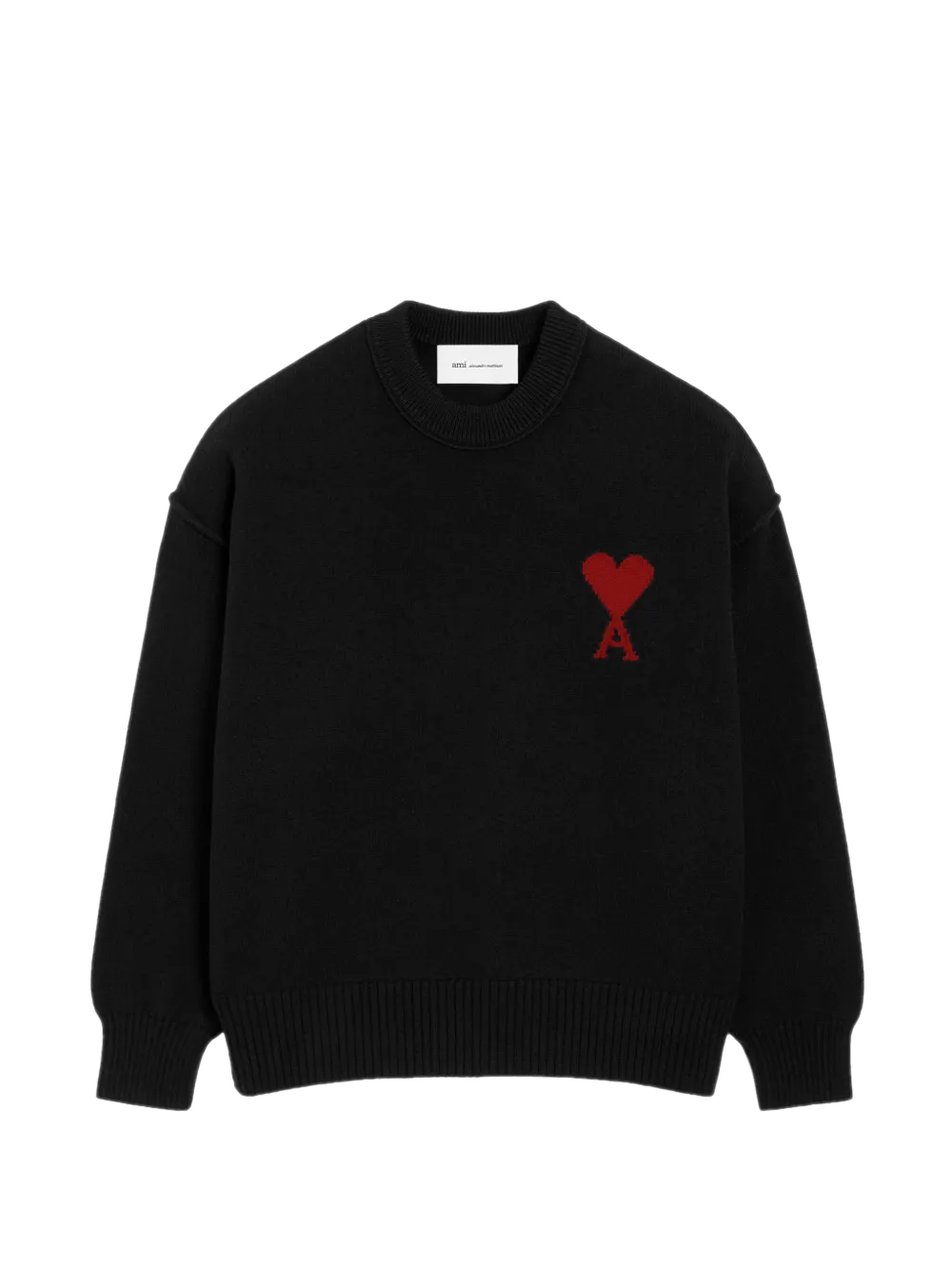 AMI Paris Ami De Coeur crew-neck wool sweater Black