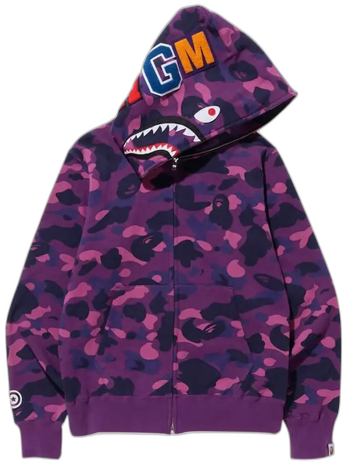 BAPE Color Camo Shark Full Zip Hoodie 'Purple'