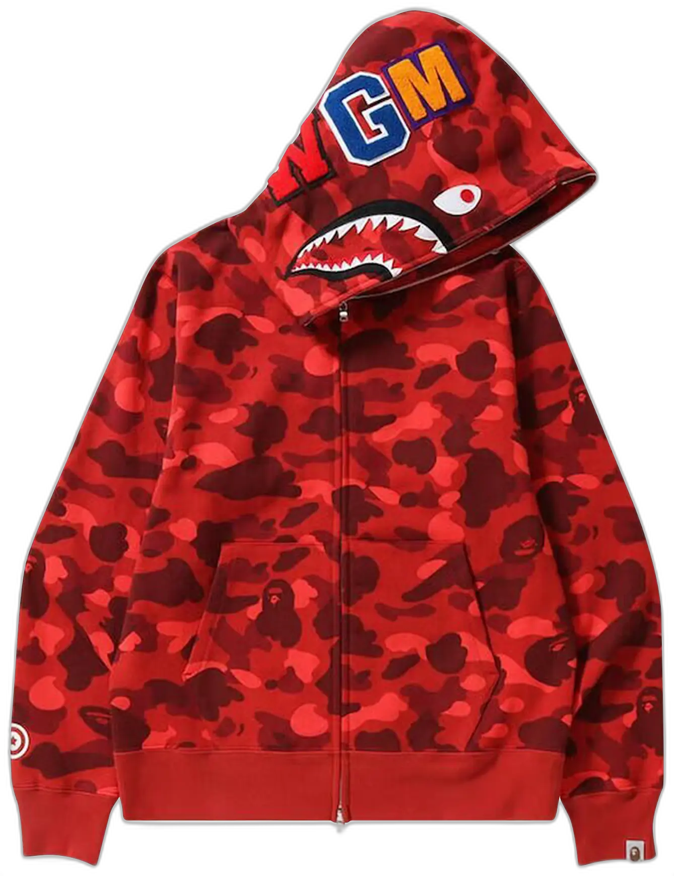 BAPE Color Camo Shark Full Zip Hoodie 'Red'