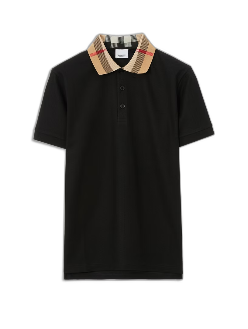 Burberry Check Collar Cotton Polo Shirt