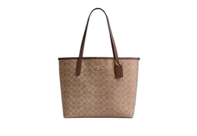 Coach City Tote Bag In Signature Canvas Gold Tan Brown