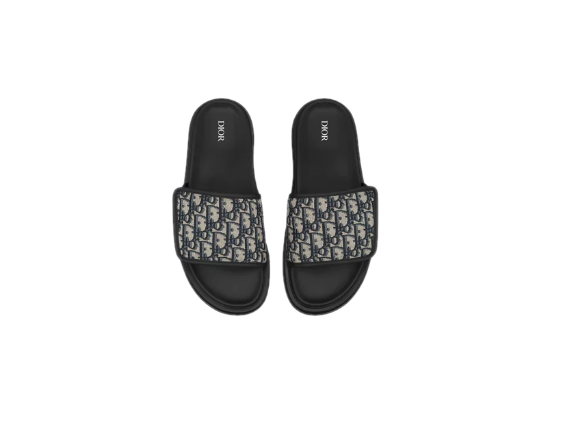 Dior Aqua Sandal Slide With Oblique Jacquard Beige and Black