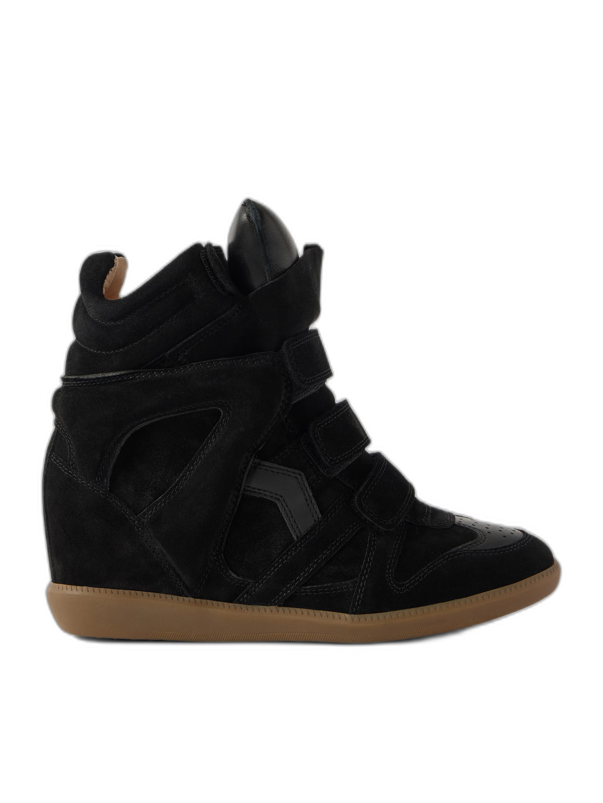 ISABEL MARANT Bekett leather-trimmed suede high-top wedge sneakers black