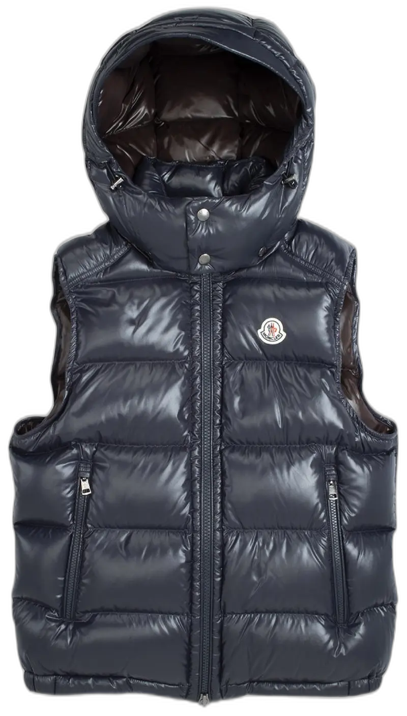 Moncler Bormes Shiny Puffer Vest Navy