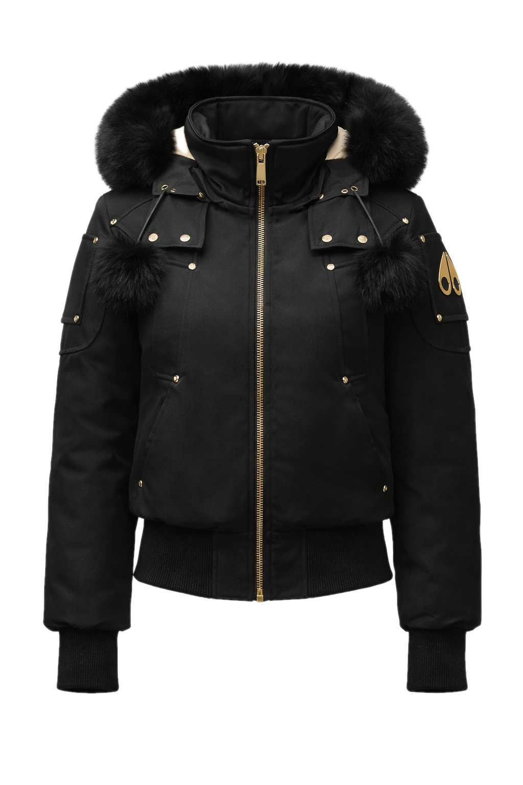 Moose Knuckles GOLD SERIES ORIGINAL SAINTE FLAVIE SHEARLING TRIM BOMBER JACKET