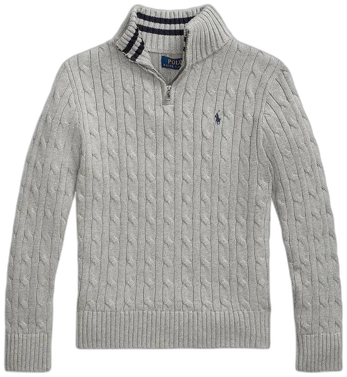 Polo Ralph Lauren Long-Sleeve Cotton Cable Knit Half Zip Sweater 'Andover Heather'