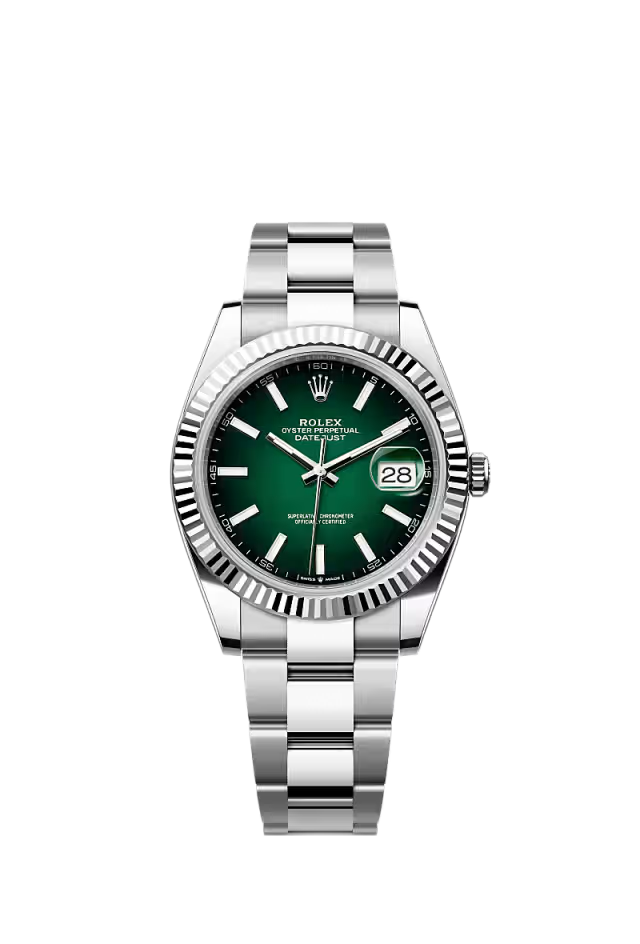 Rolex DateJust Oystersteel Jubilee Fluted Bezel Green Dial
