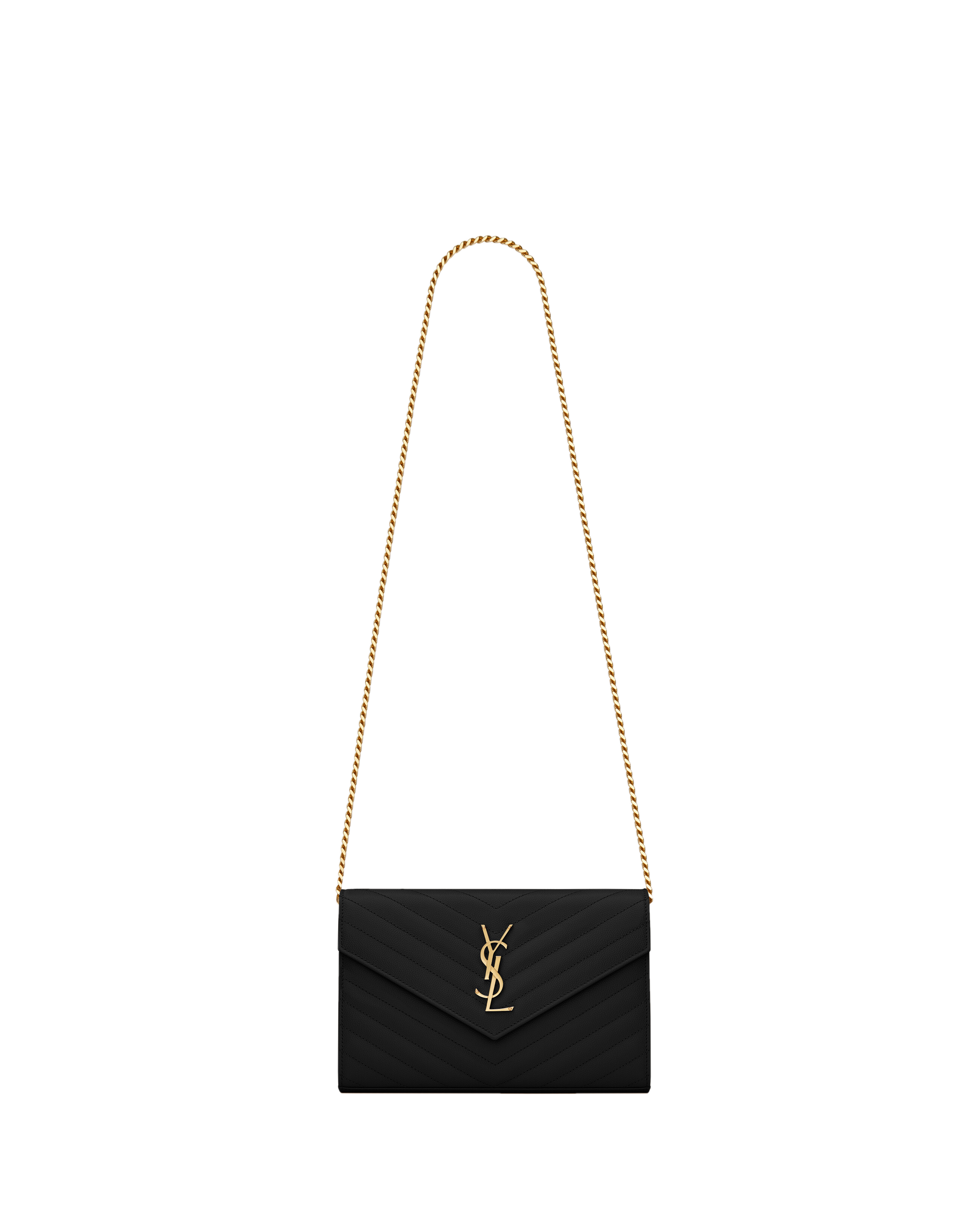 Saint Laurent CLASSIC CASSANDRE CHAIN WALLET Black