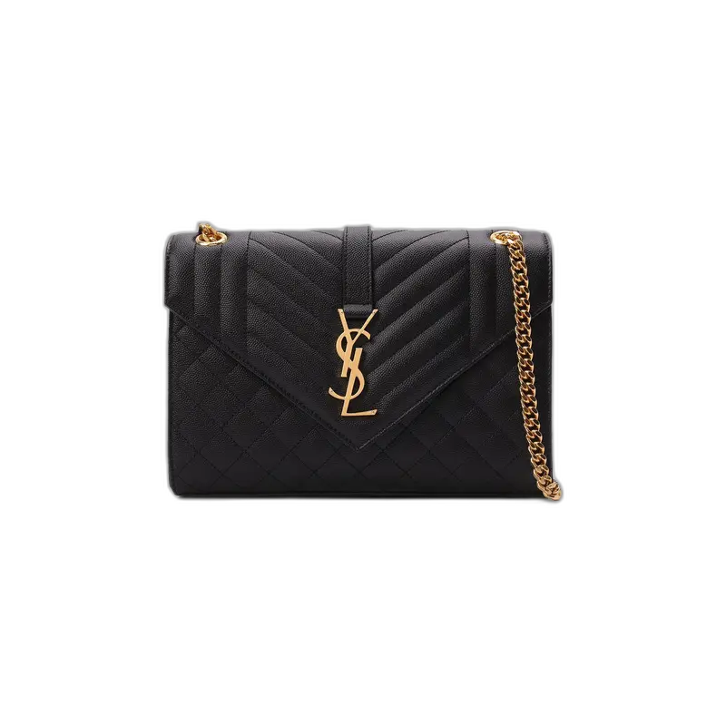 Saint Laurent Monogram Medium Envelope Chain Bag Black