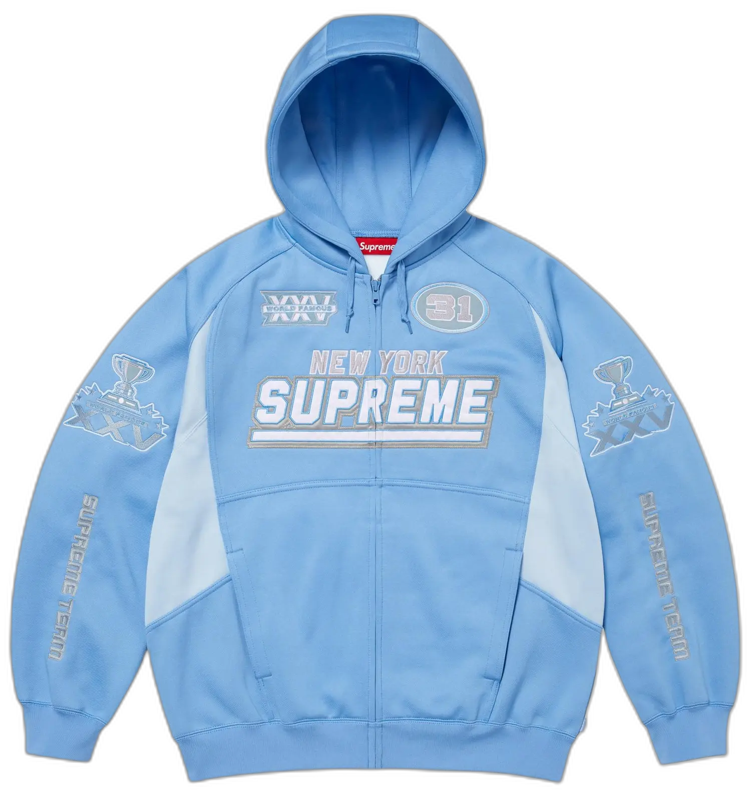 Supreme Football Zip Up Hooded Sweatshirt 'Light Blue'