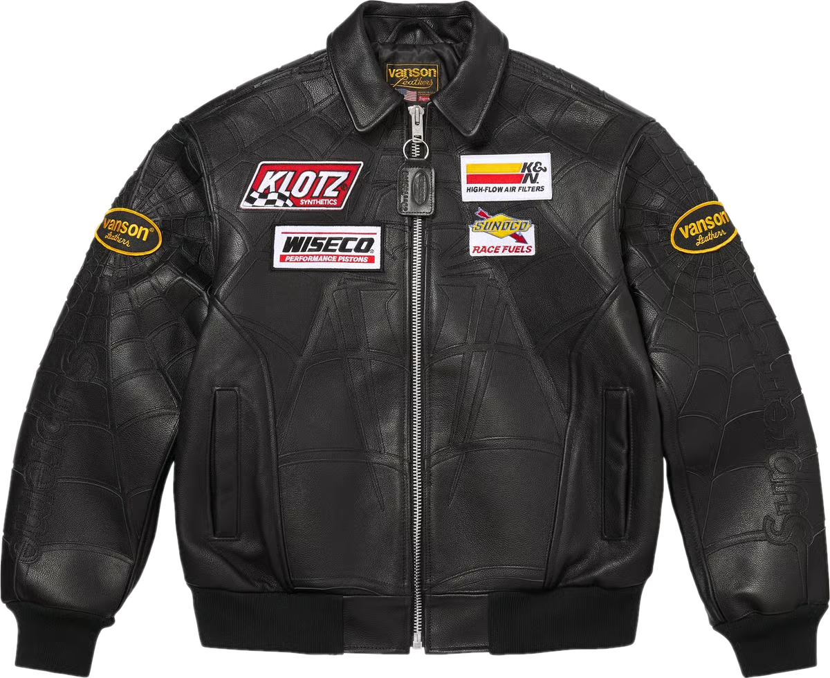 Supreme Vanson Leathers Spider-Man Jacket Black