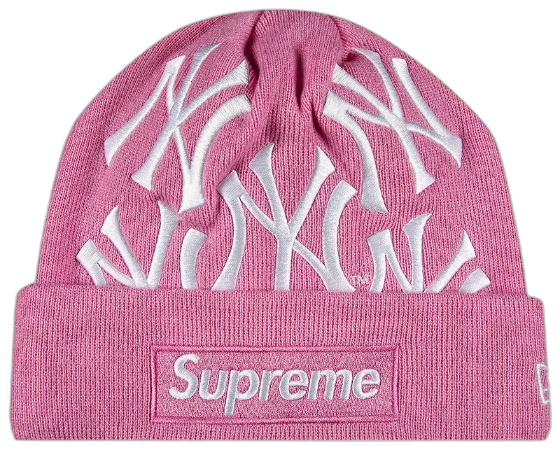 Supreme x New York Yankees x New Era Box Logo Beanie Pink
