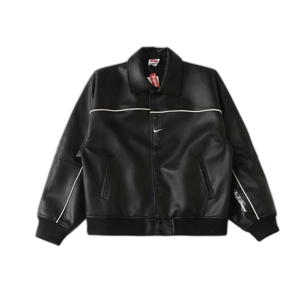 Supreme x Nike Leather Varsity Jacket Black
